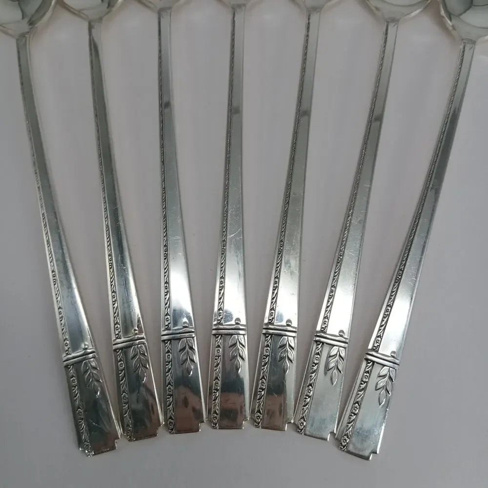 7X LH Tsp Oneida Prestige GRENOBLE Silverplate Long Handled Tea Malt Teaspoons